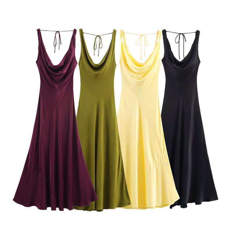 European & American Style Women's Silk Satin Dress - Sexy, Hot Girl Fashion