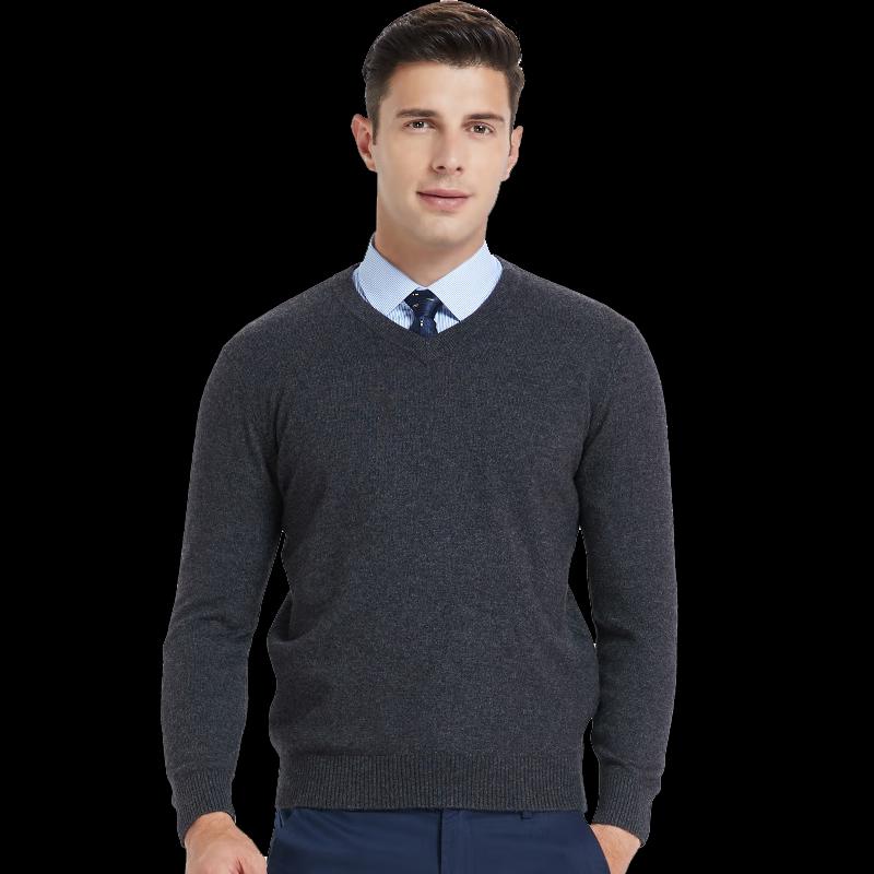 Hengyuanxiang Men's 96% Wool Blend V-Neck Thin Knit Sweater
