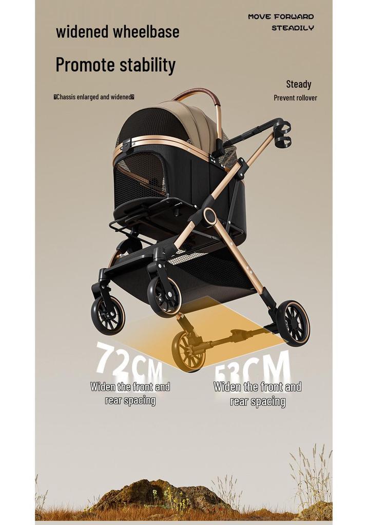 Pet Stroller for Medium/Small Dogs - Detachable Carrier, Foldable, Shock-Absorbing Design