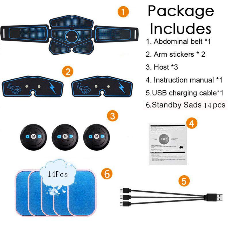 Rechargeable Smart Abdominal Muscle Stimulator Belt with Eight Massage Pads