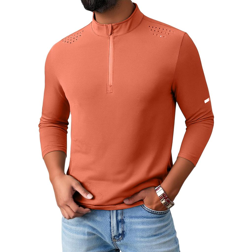 Men's  Fitness  Sports  Quick To Dry  Half Zipper  Self-Cultivation  Pullover  Long Sleeves  Hoodie