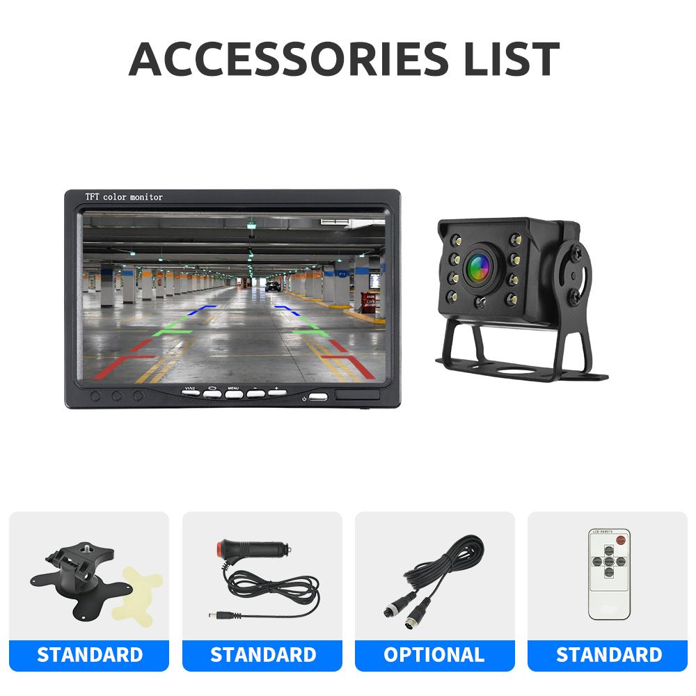 Câmera de Visão Traseira Universal para Carro com Monitor Para Caminhão Ônibus Tela HD de 7 Polegadas 1024*600 Assistência de Estacionamento À Prova d'Água Segurança
