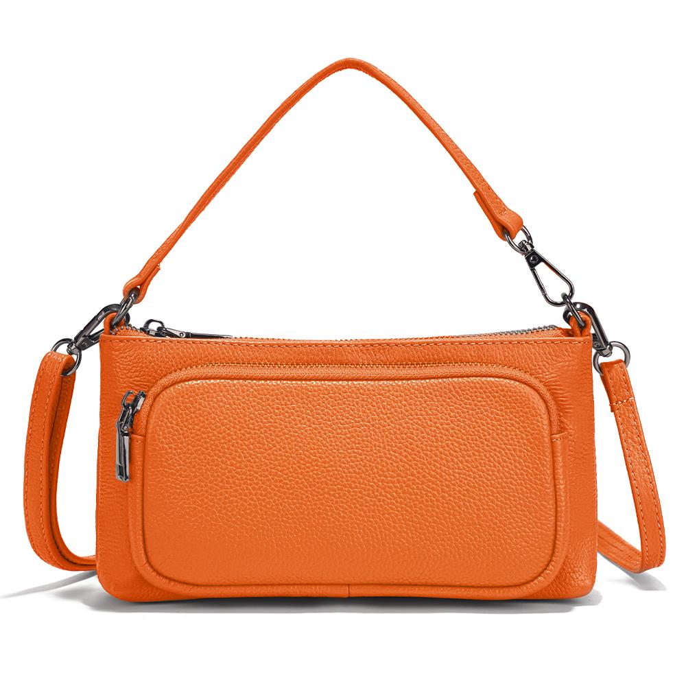 Zency Women's Minimalistic Shoulder Bag Crossbody Multi-pockets Leather Handbag