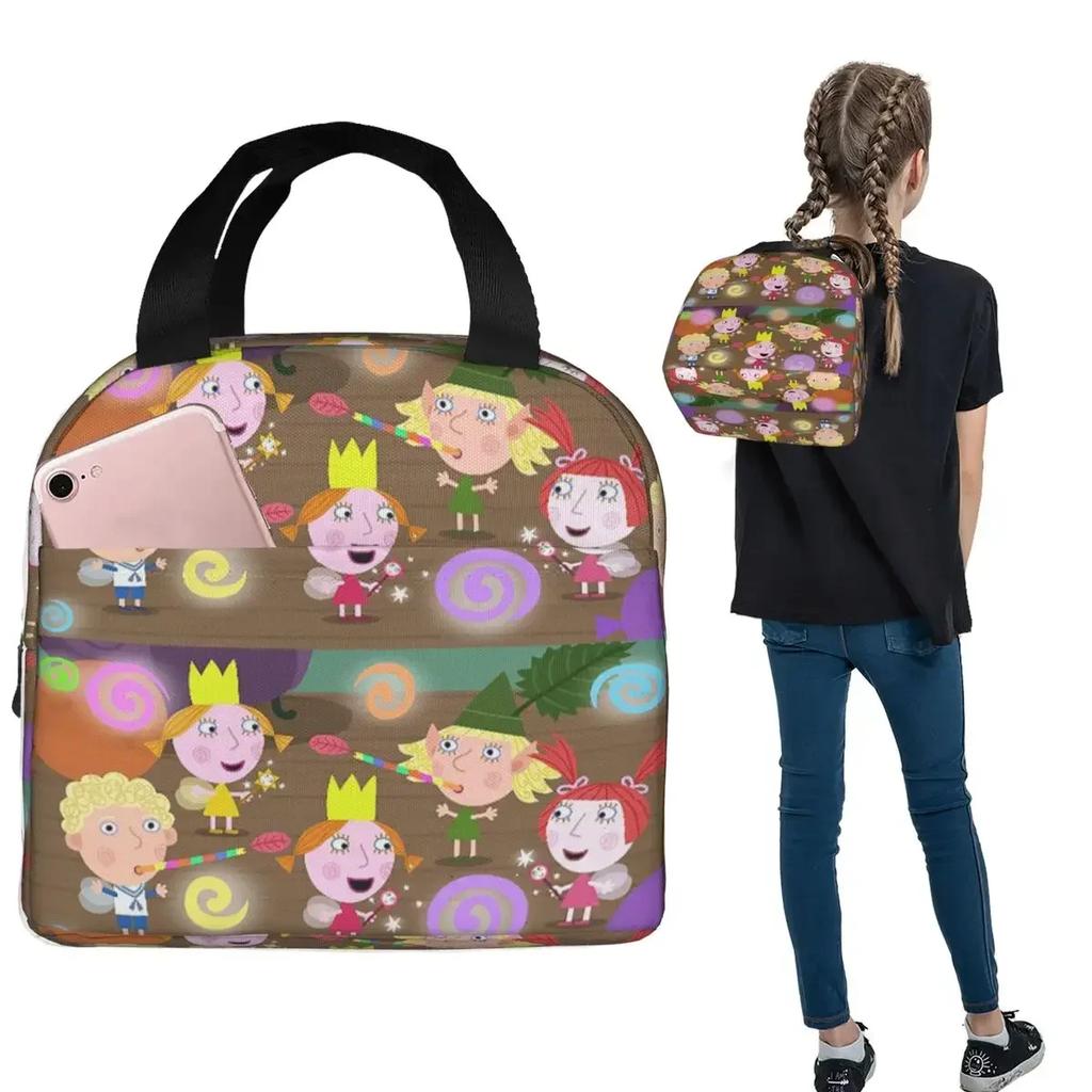 Ben And Hollys Cartoon Insulated Lunch Bag for Women Children Portable Food Boxes Thermal Lunch Box Tote
