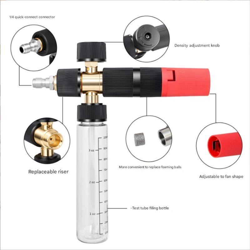 Foam Cannon Kit 1/4" Quick Connect Compact Design Includes 5 Pressure Washer Nozzle Tips Premium Plastic Housing Body