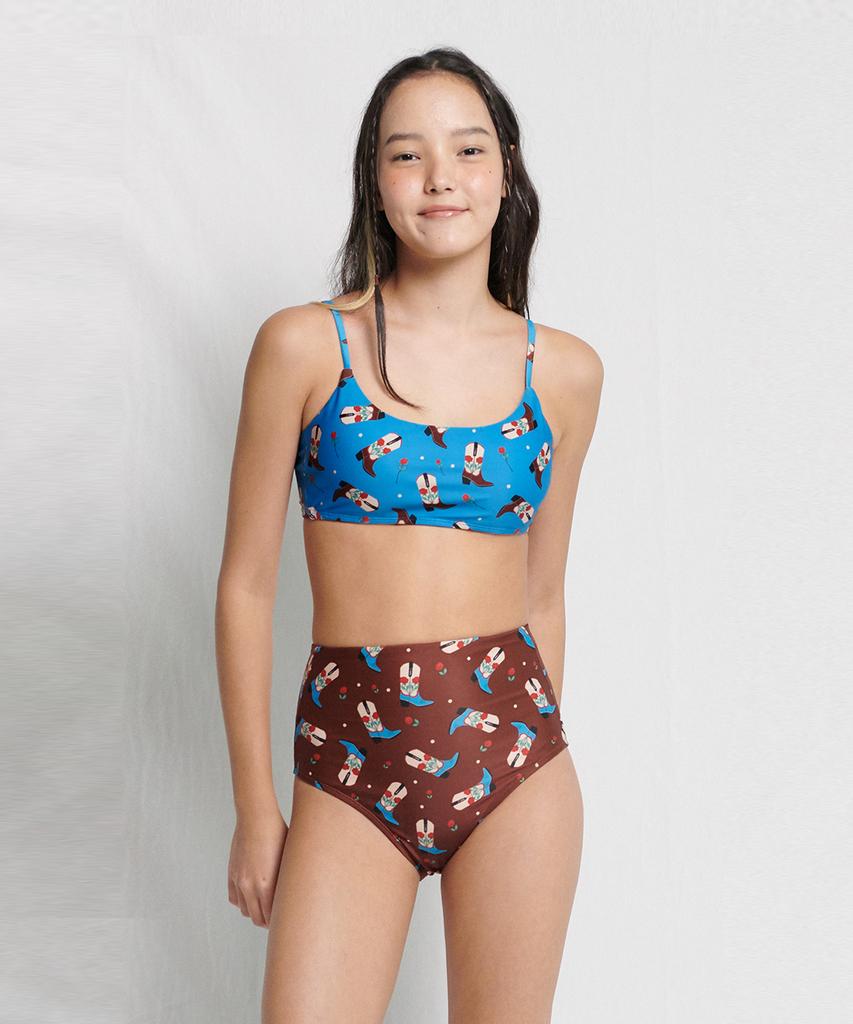 Dillaispul Rosy Western Boots Bikini Top - Brave Blue