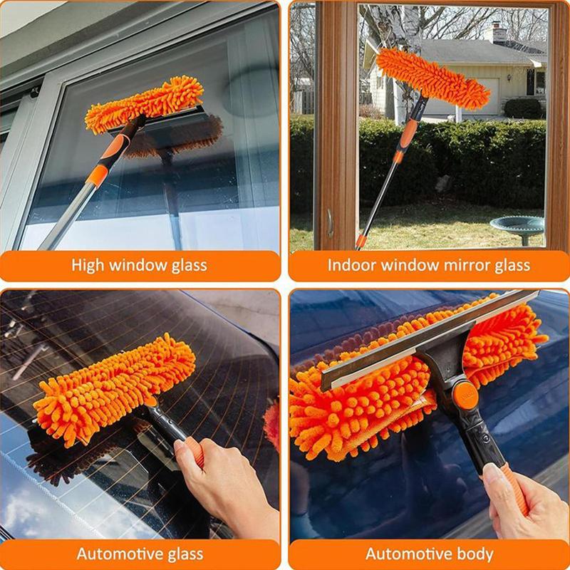 2in1 Ceiling Duster Window Cleaning Brush Telescopic Microfiber Dust Cleaning Brush Glass Wiper Ceiling Window Cleaning Tool