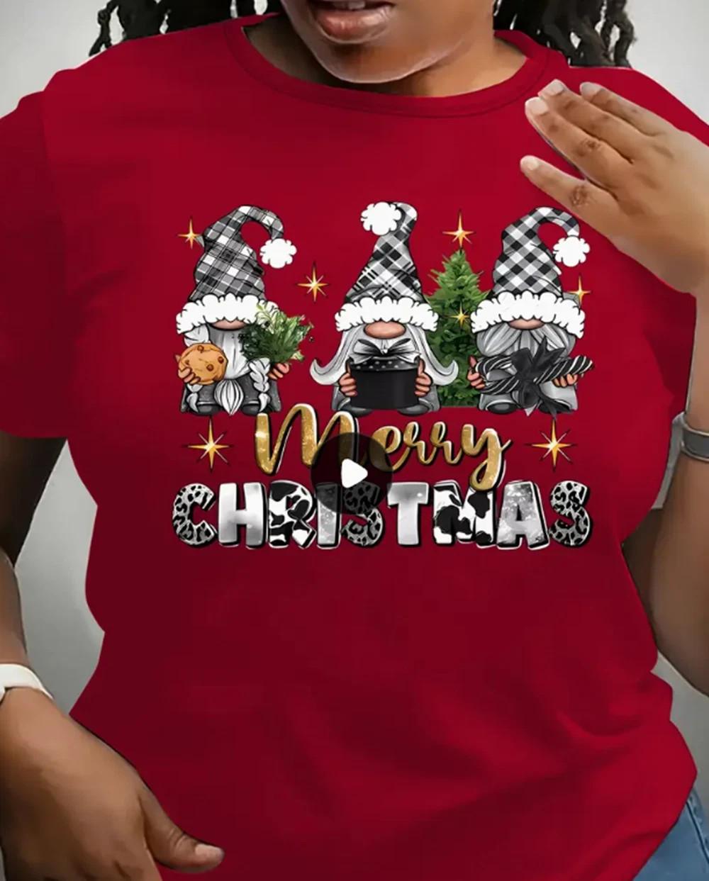 Merry Christmas Graphic T-Shirt Casual Xmas Festive Holiday T-shirt XL