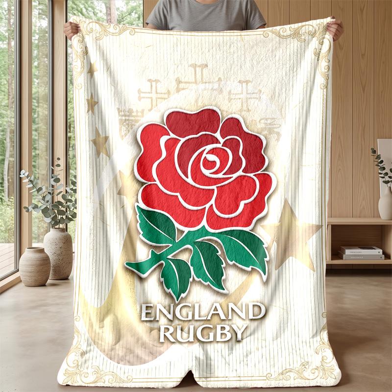 Coperta in Flanella Pile Rugby Inghilterra Coperta Calda e Accogliente per Divano Letto Viaggio Uso in Tutte le Stagioni