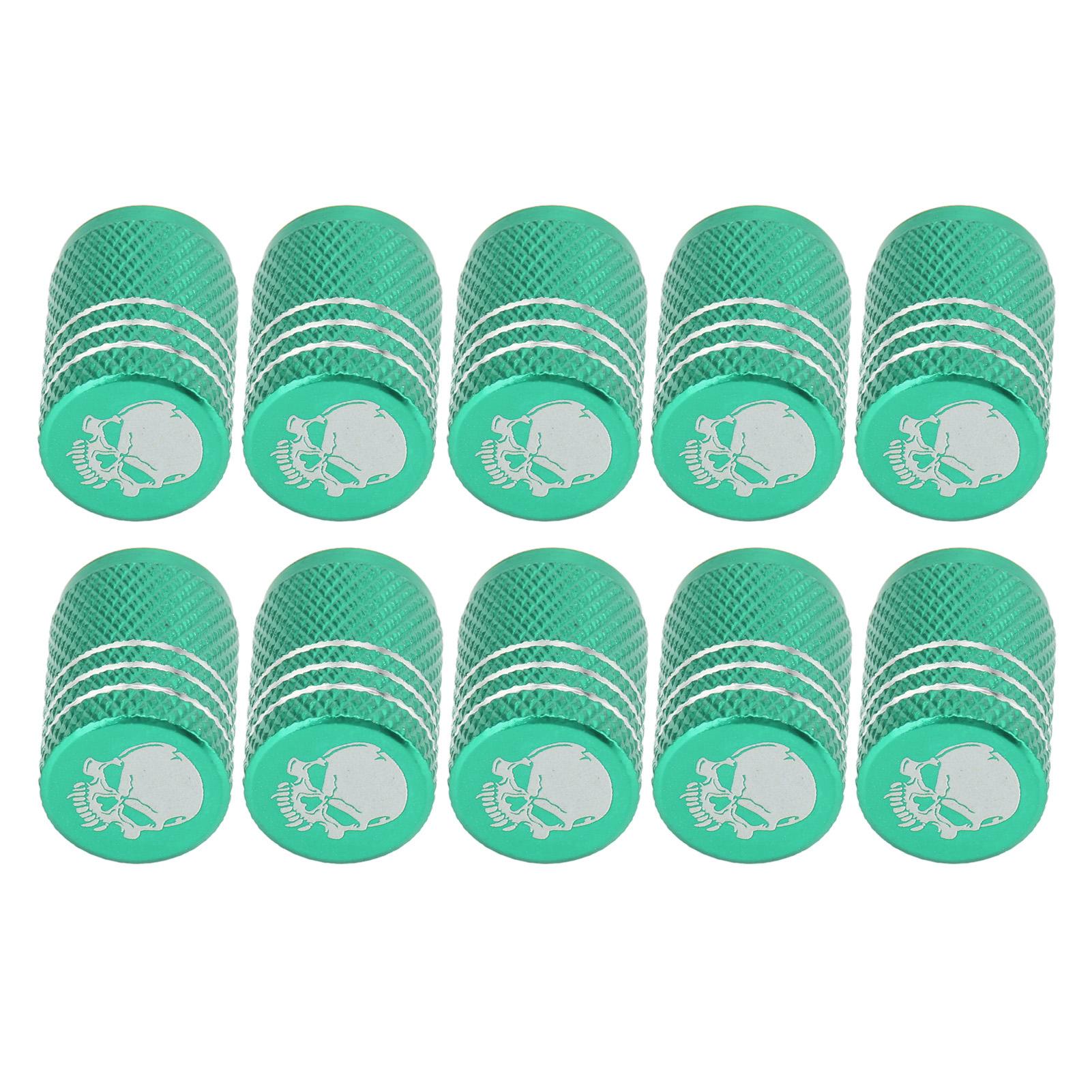 

10 шт. колпачков для вентилей шин и колес с рисунком черепа, универсальные для автомобилей, внедорожников, мотоциклов, грузовиков зелёный