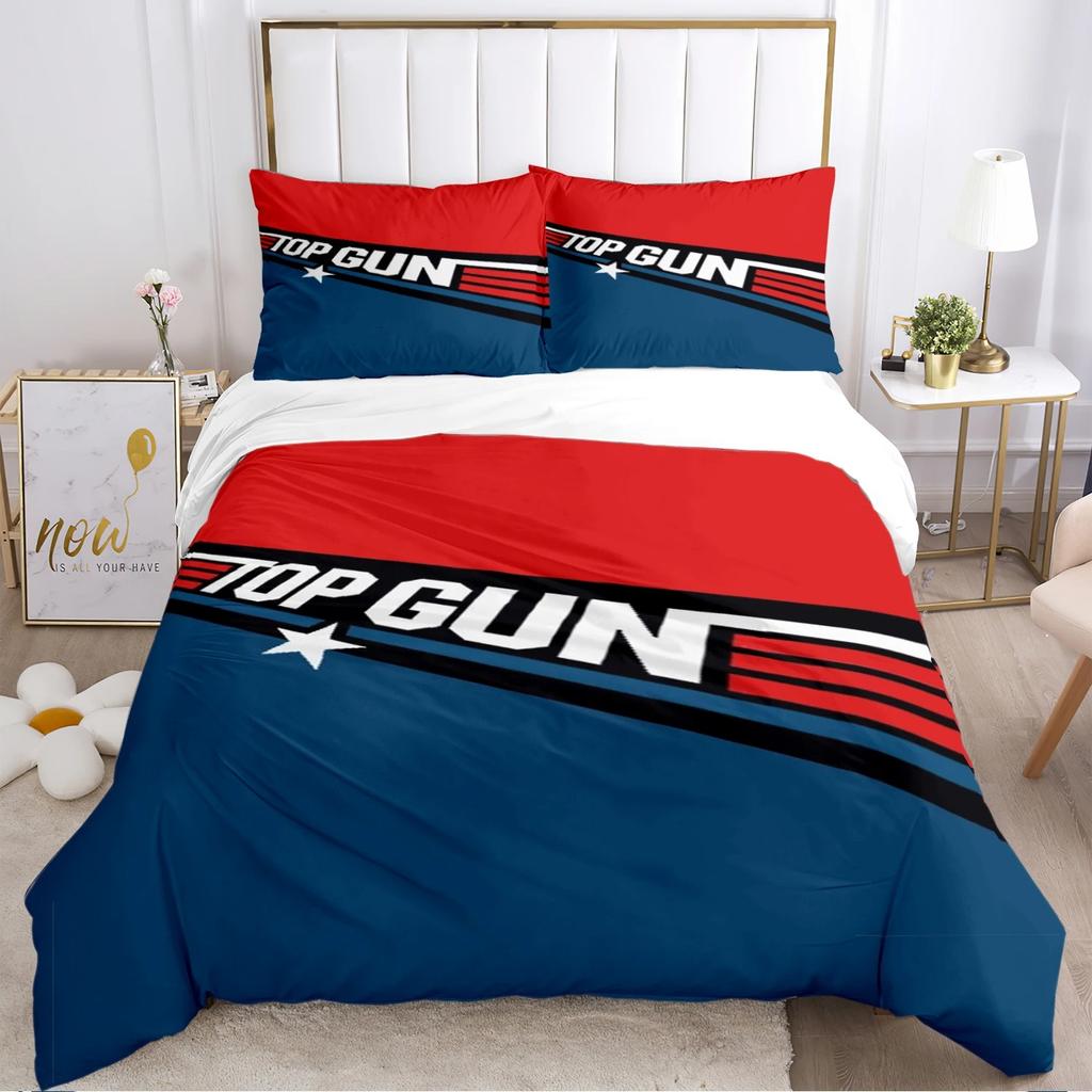 3D HD Print Classic Movie Top Gun Bedding Set,Top Gun Duvet Cover Comforter Soft Quilt Cover and Pillowcases For adults children