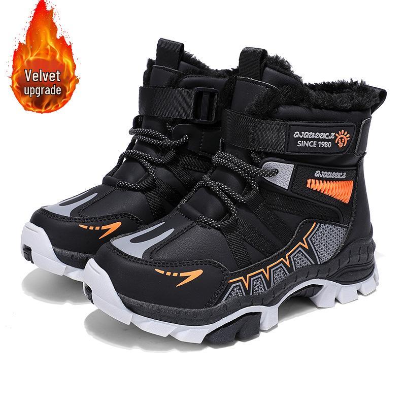 

Children s Fleece-Lined Non-Slip Snow Boots - Winter Long Tube Style for Middle and Big Kids 39 чёрный/оранжевый