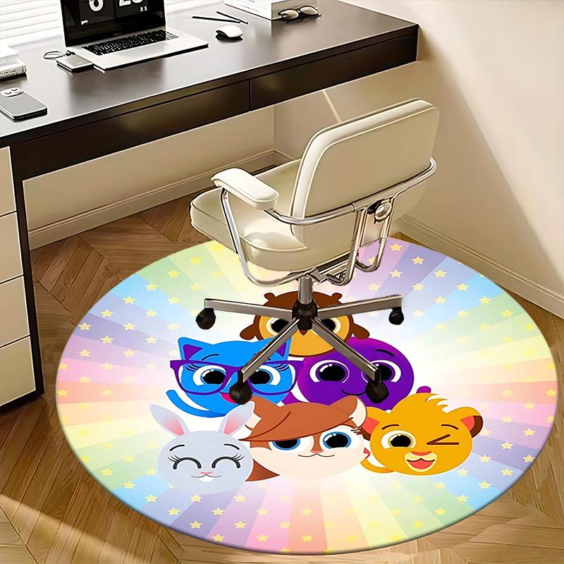 

Animal Friends,Colorful Characters Chair mat Round Rug Office carpet, Non slip, Suitable for Living Rooms, Bedrooms decor.1205193a 80cm by 80cm