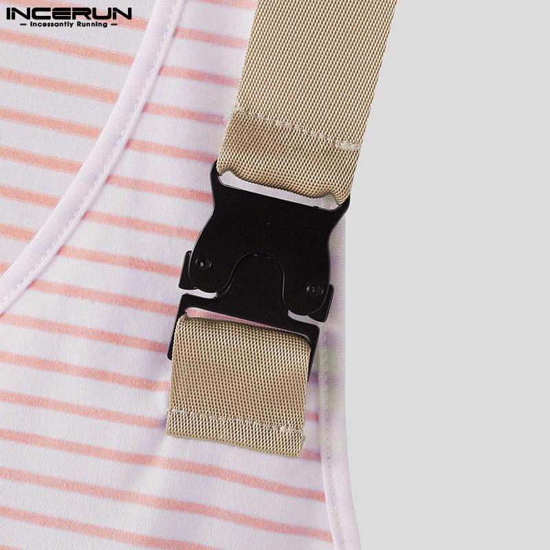 INCERUN Männer Gestreifte Ärmellose Tops Casual Sommer Strap Tanks Weste