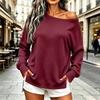 Women's One-Shoulder Casual Sweatshirt Pullover Top for Everyday Wear and Outings