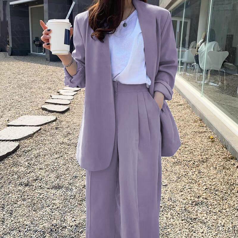 Korean Style 2025 Loose Casual Padded Shoulder Suit Jacket - Multiple Colors