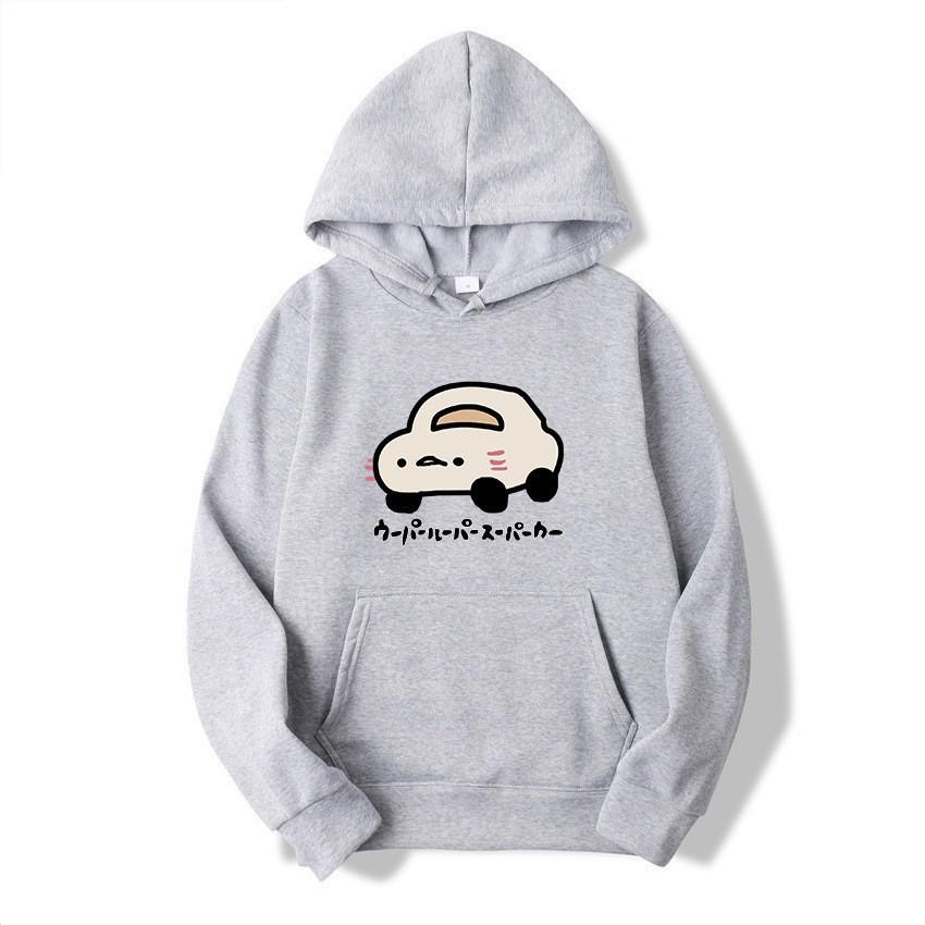 Autumn Winter Japanese Harajuku Loose Fit Hooded Sweatshirt with Supercar Print