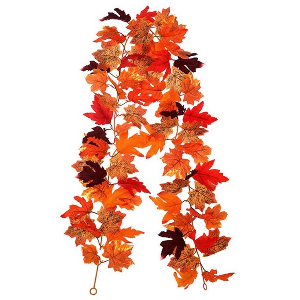 Artificial Fall Maple Leaf Garland Fake Plants Autumn Decor Leaves Vine For Thanksgiving Halloween Festivals Wedding Party Decor