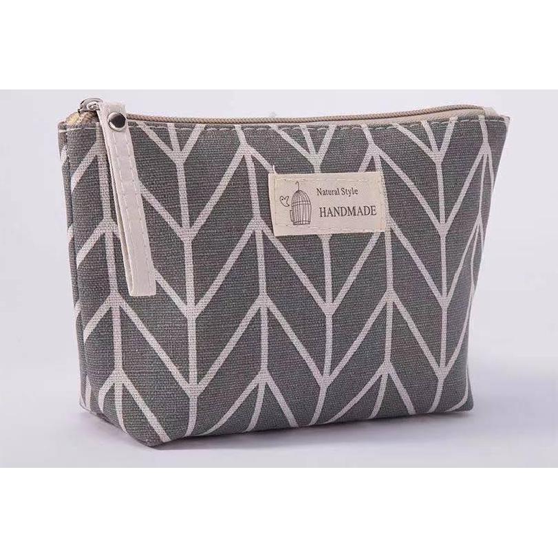 Large Capacity Canvas Wash Bag Fabric Zipper Coin Purse Convenient Travel Storage Bag