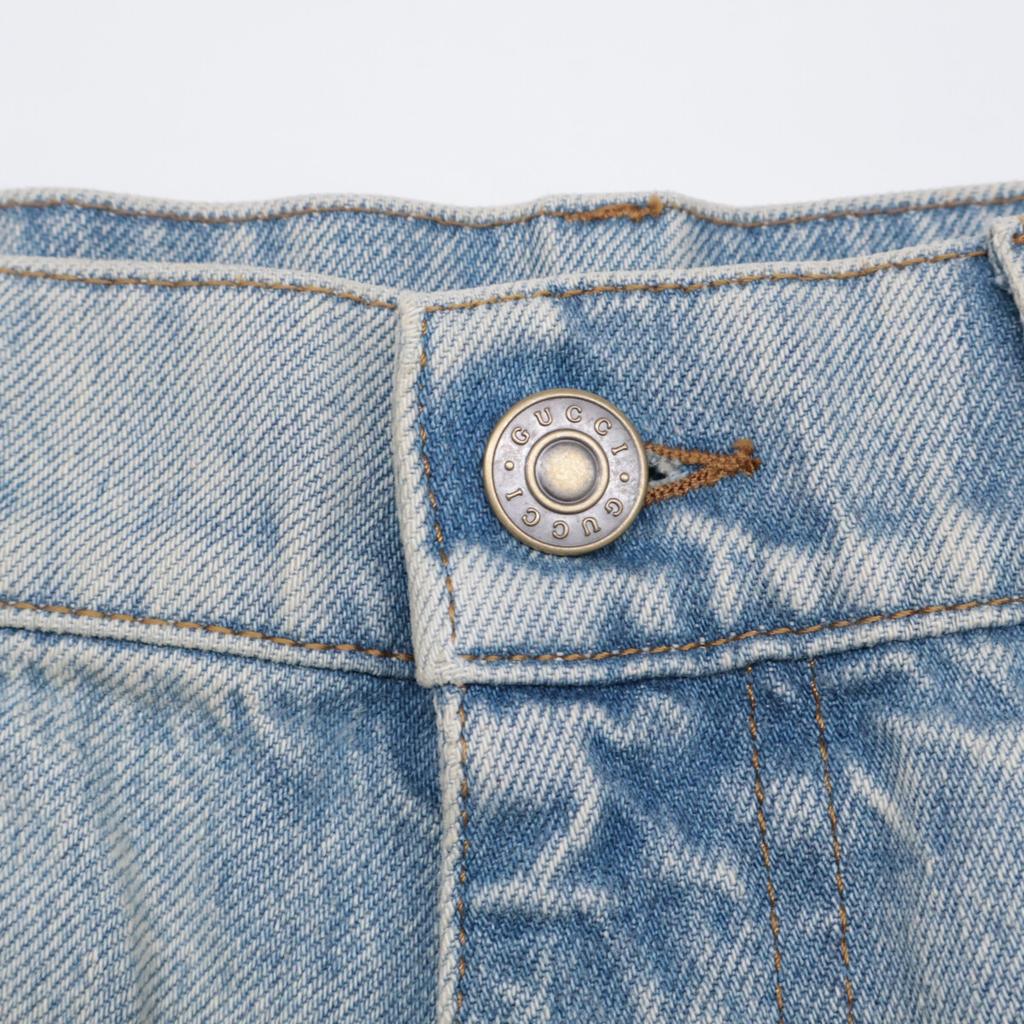GUCCI [/Domestic genuine] 774078 Turn-Up Washed Zip Fly Denim Pants/ Bottoms 28 Light blueUsed
