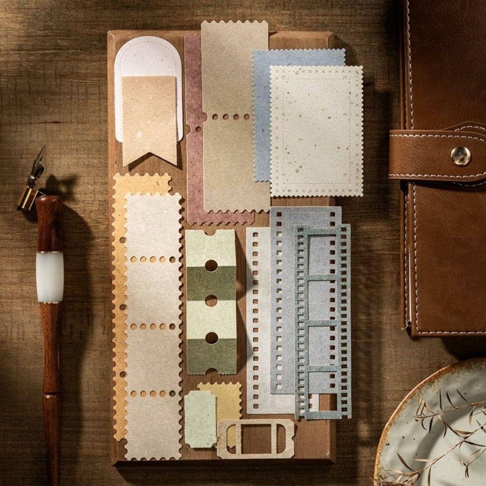 30Pcs Vintage Texture Vintage Label Scrapbook Material Hallowed Out Memo Pad DIY Scrapbooking