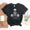 Deadlift Skeleton T-shirt, Halloween Shirt, Weight Lifting Top, Fitness Gift, Gym Shirt, Barbell Tee, Ghost T-shirt, Skeleton Tee, Women Top