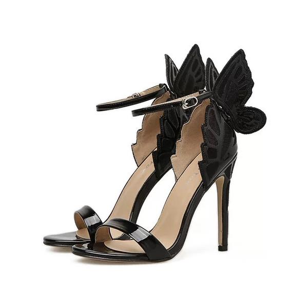 

Прямые поставки с фабрики Женские сандалии Рекомендуемые туфли на шнуровке на высоком каблуке Яркие бабочки Туфли на шпильке 38 чёрный