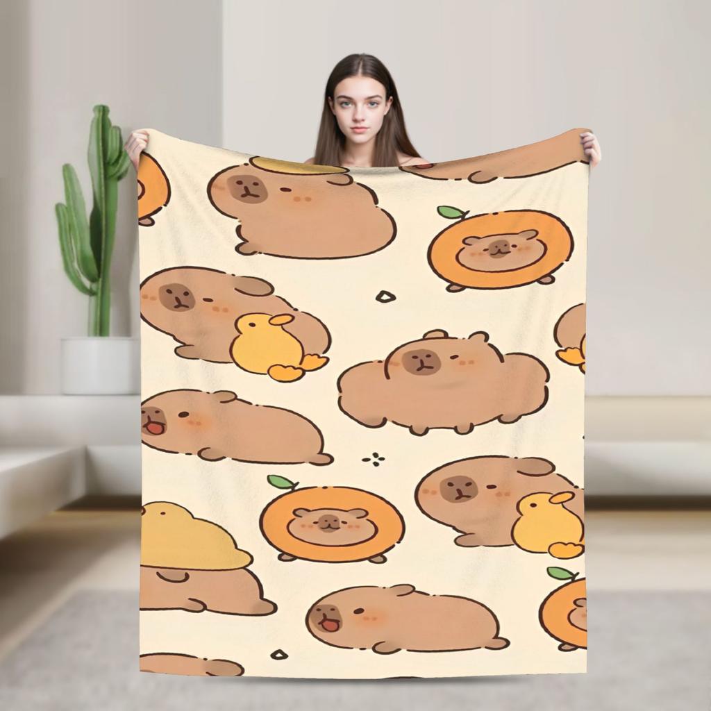 Cute Capybara Blankets Flannel Awesome Warm Throw Blanket for Coverlet Decoration