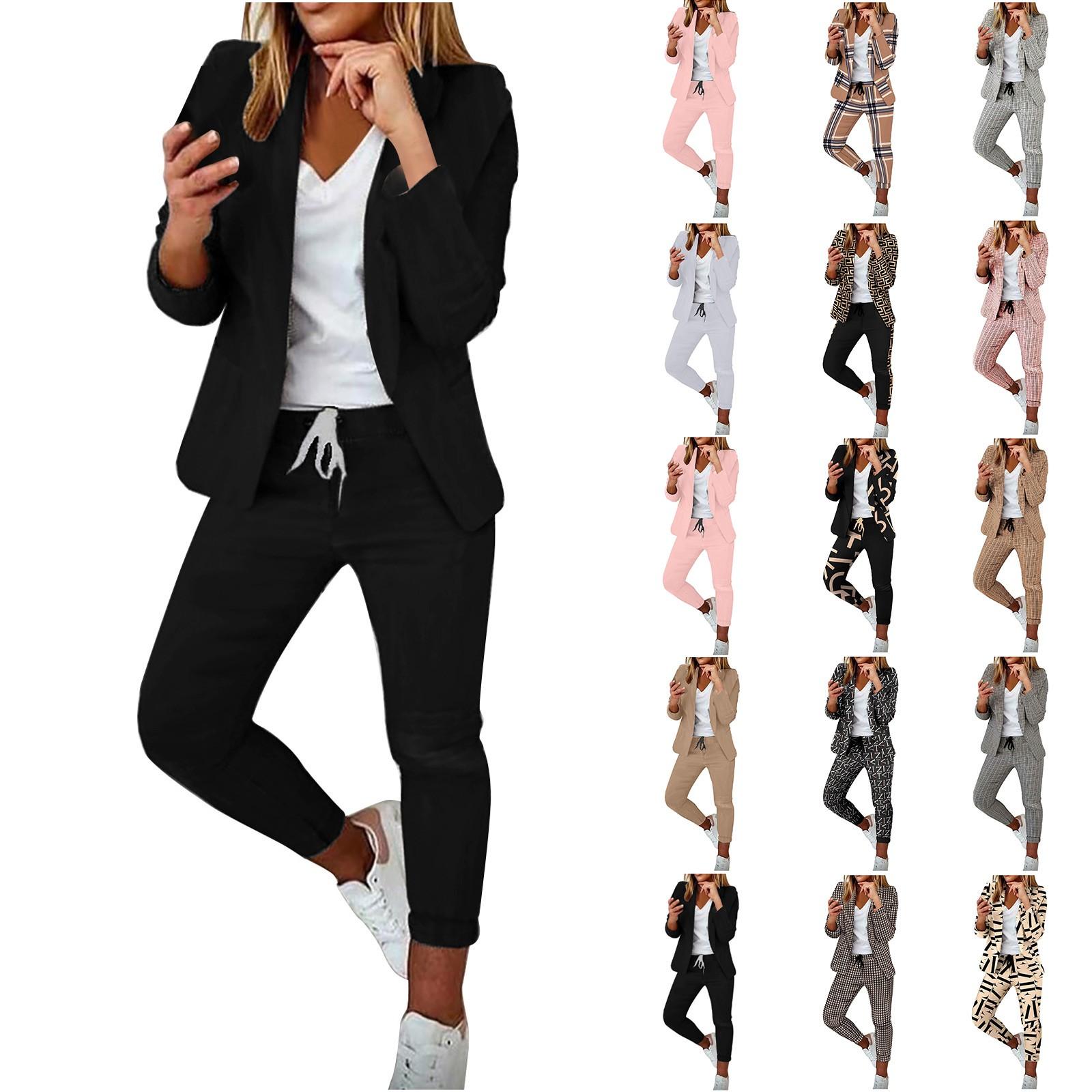 

Женский комплект из 2 предметов, элегантная приталенная куртка, формальные офисные брюки, пальто с лацканами