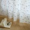 Boho Floral Semi Sheer Curtains, Farmhouse Cotton Curtains for Living Room Bedroom Vintage Rustic Patterned Printed Rod Pocket