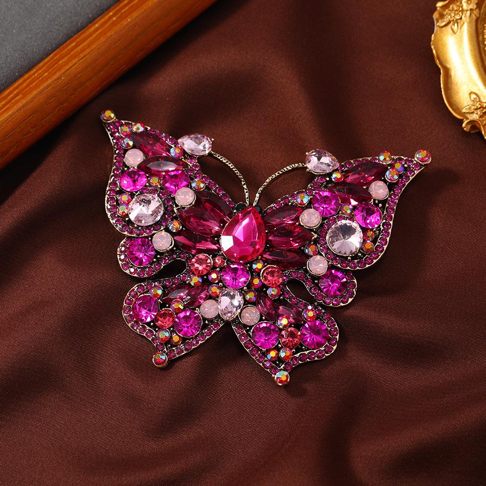 Elegant Women Girls Fashion Exquisite Crystal Butterfly Brooch Pin Classic High-end Lady Rhinestone Vintage Badges Jewelry