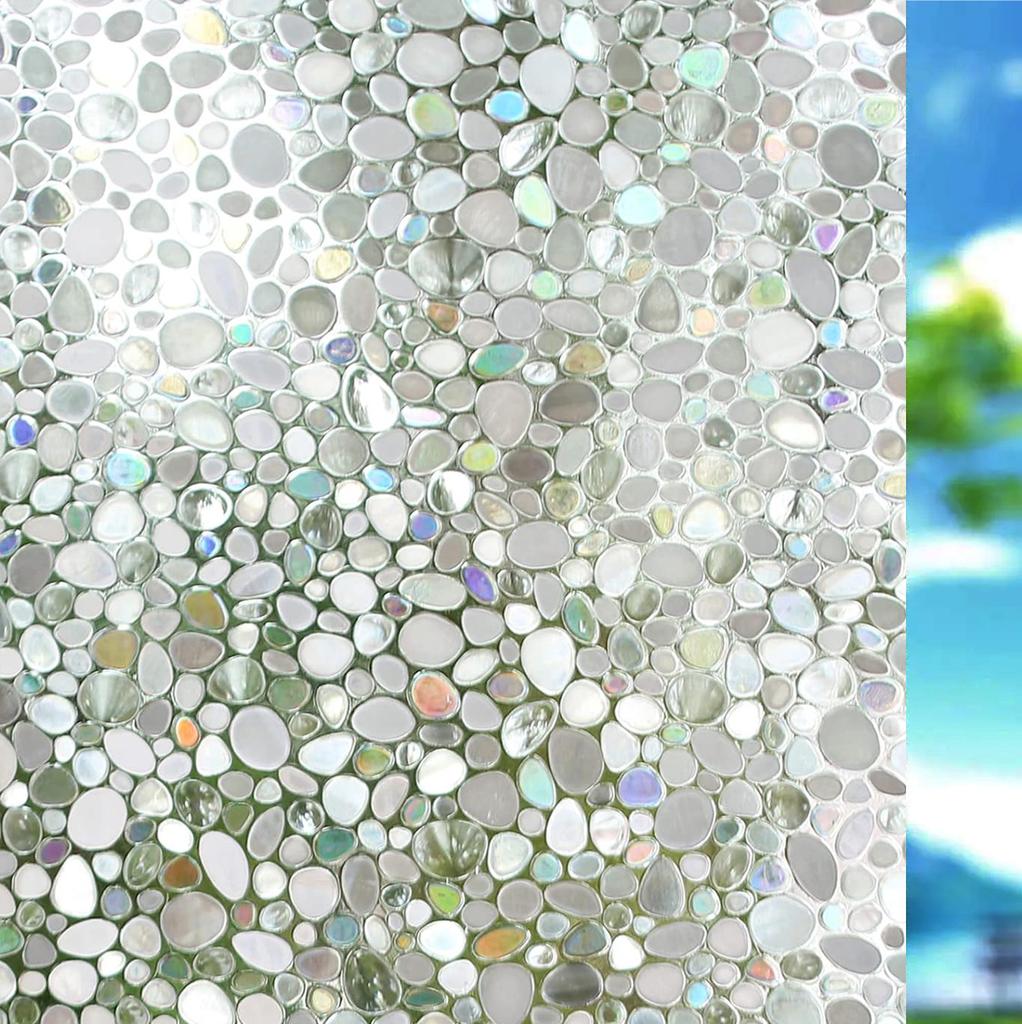 Wide 75/90 Cm Rainbow Privacy Window Film, Static Cling Insulation Window Tint, Non Adhesive Decorative Window Glass Sticker