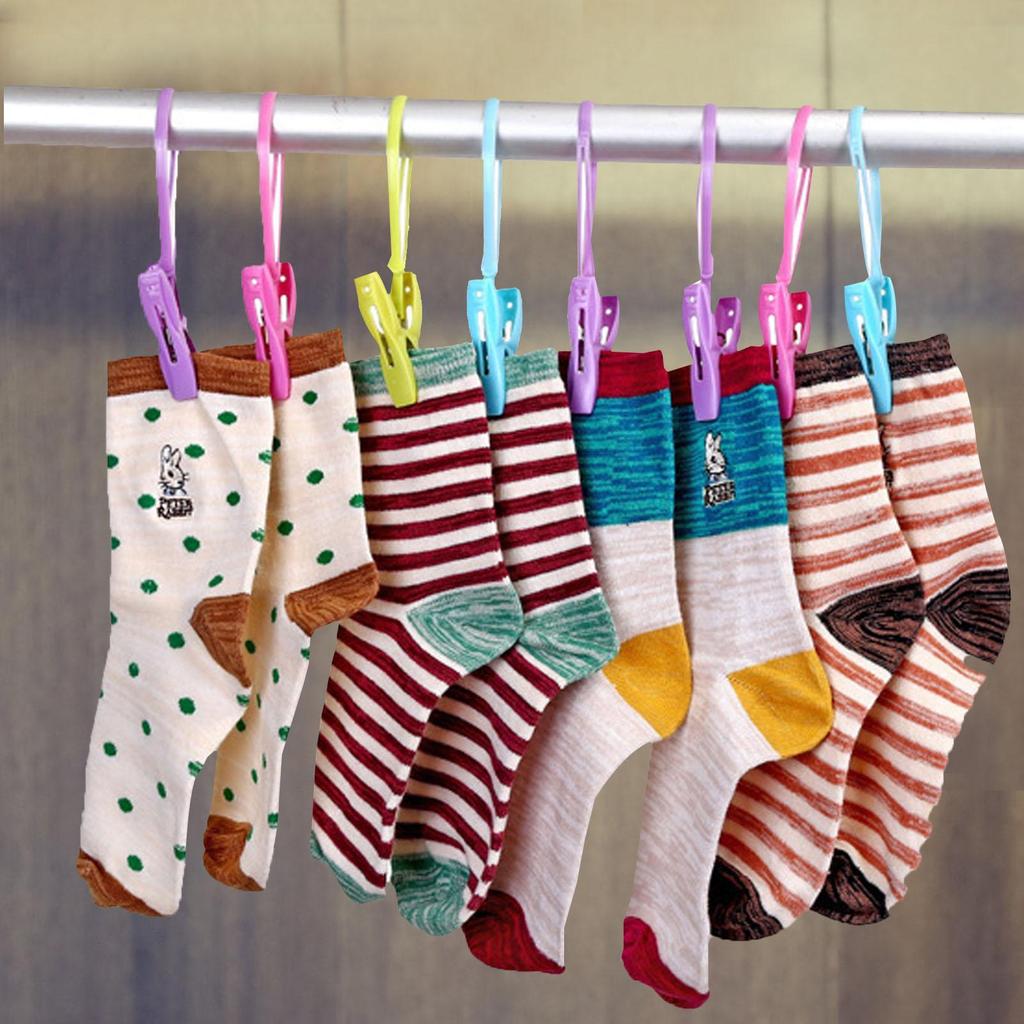 Clothes Pegs 12 pcs Anti-slip Hanging Clip Windproof Rope clamp Socks Hanger Drying tools Multicolor for home small thing