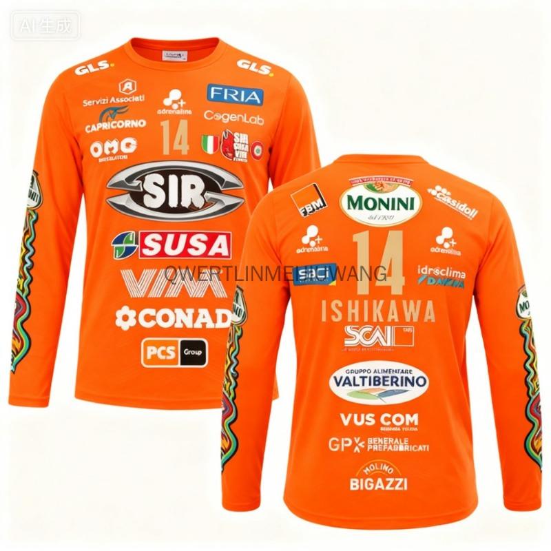 Syl Safety Perugia 2025 No.14 Volleyball Shirt - Essential Outdoor Breathable Large Long Sleeve T-shirt for Autumn Beach