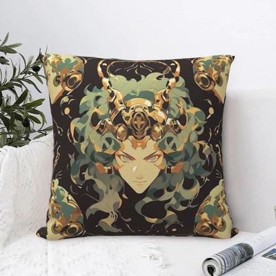 Kopfhörer Malerei Kreativer Kunststil Medusa Quadratischer Kissenbezug Polyester Sofa Kissenbezug Lustige Deko Wurfkissenbezug