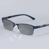 New Half Frame Men'S Business Photochromic Myopia Glasses Ultra Light Optical Sunglasses Color Changing Near Sight Eyeglasses
