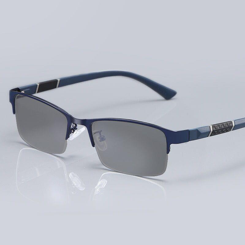 New Half Frame Men'S Business Photochromic Myopia Glasses Ultra Light Optical Sunglasses Color Changing Near Sight Eyeglasses