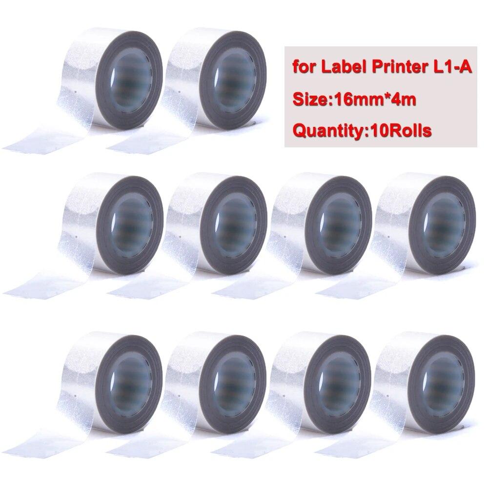 10 Rollen 16 mm x 4 m Etikettenband für MakeID L1 Bluetooth-Thermoetikettendrucker L1-A Pocket Maker Tintenloser Druck DIY-Aufkleber für Zuhause