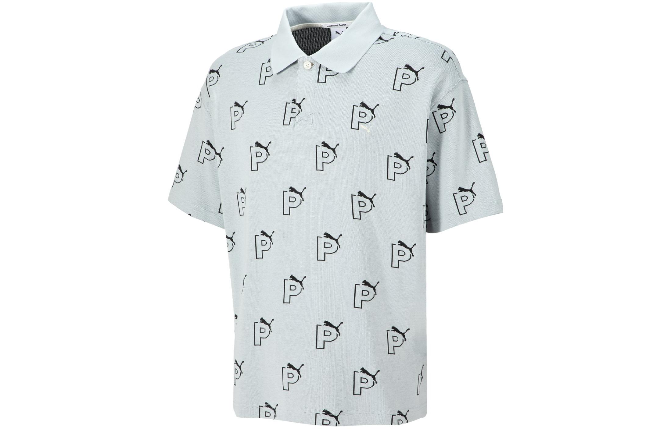 PUMA Polo Shirts Unisex Platinum Gray Polo Collar Moderate Straight Fit 539664-80 L