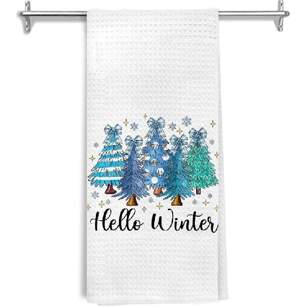 Squirrel Merry Christmas Kitchen Dish Towels, Christmas Squirrel Decor, Reindeer Santa Hat Squirrels Xmas Hand Tea Towels for Kitchen Bathroom Decor, Christmas 20