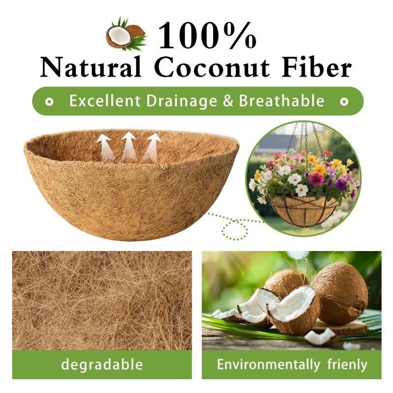 Hanging Basket Liners Natural Coconut Fiber Planters Replaceable Plant Mat Window Fence Flower Pot Outdoor Garden Accessories