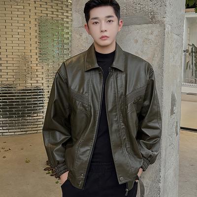 Leather Jacket Men'S Autumn And Winter American Retro Couple Style Fleece Warm Locomotive Leather Jacket Men'S Windproof Casual Jacket