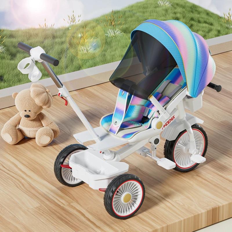 Pushable And Rideable Children'S Tricycle Multifunctional Stroller Lightweight Travel Pram Children'S Riding