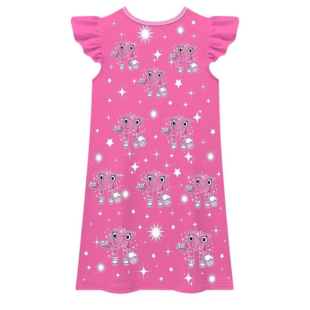 82883 Kids Girls Steal a Brainrot 67 Print Short Sleeves Dress