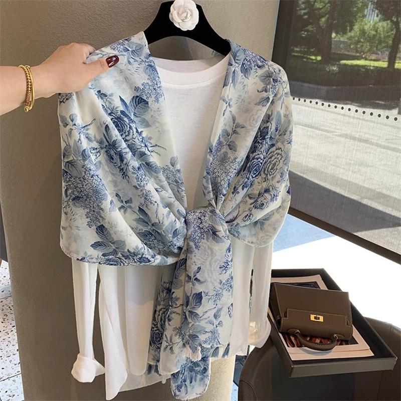 Lovely Garden Floral Tassel Viscose Shawls Scarf Lady High Quality Thin Wrap Pashmina Stole Bufandas Muslim Hijab Sjaal 180*90Cm