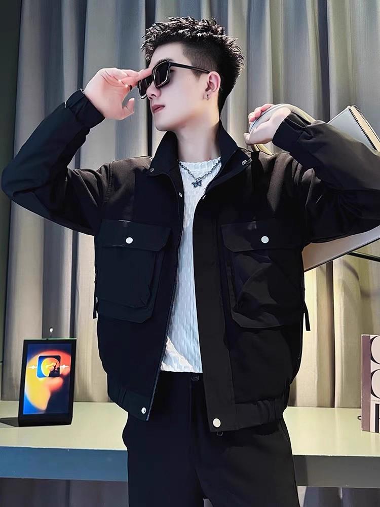 Men's Trendy American Style Stand-Up Collar Jacket, Spring/Fall 2025 Casual Workwear Top