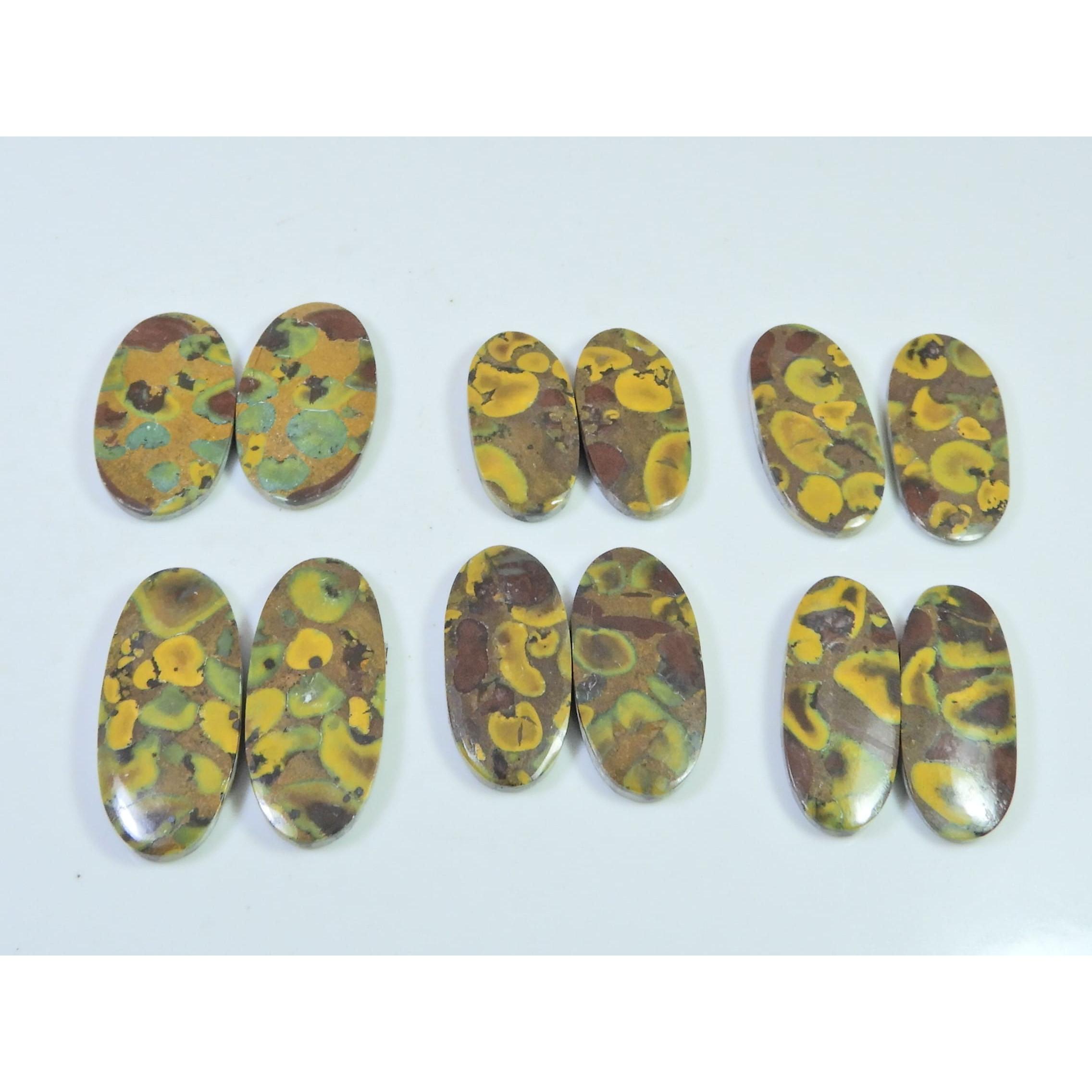 170Cts. Natural Fruit Jasper Matched Pair Oval Loose Gemstone 06Pair Lot C-2188