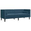Chesterfield Sofa with Neck Pillows 3 Seater Blue Velvet