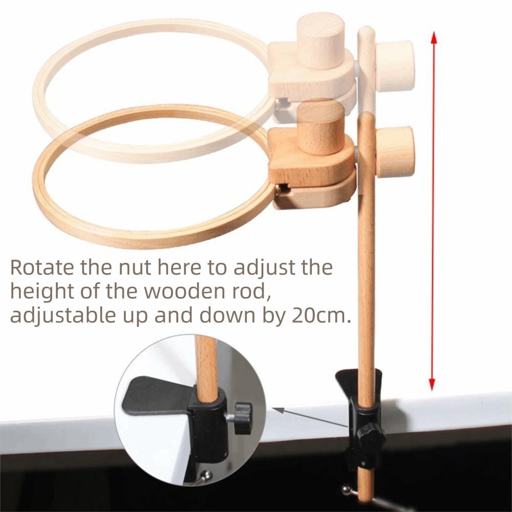 Beech Wood Embroidery Frame Lap Stand Adjustable Clamp Clip Clamp Embroidery Hoop Holder DIY 360 Degree Rotation