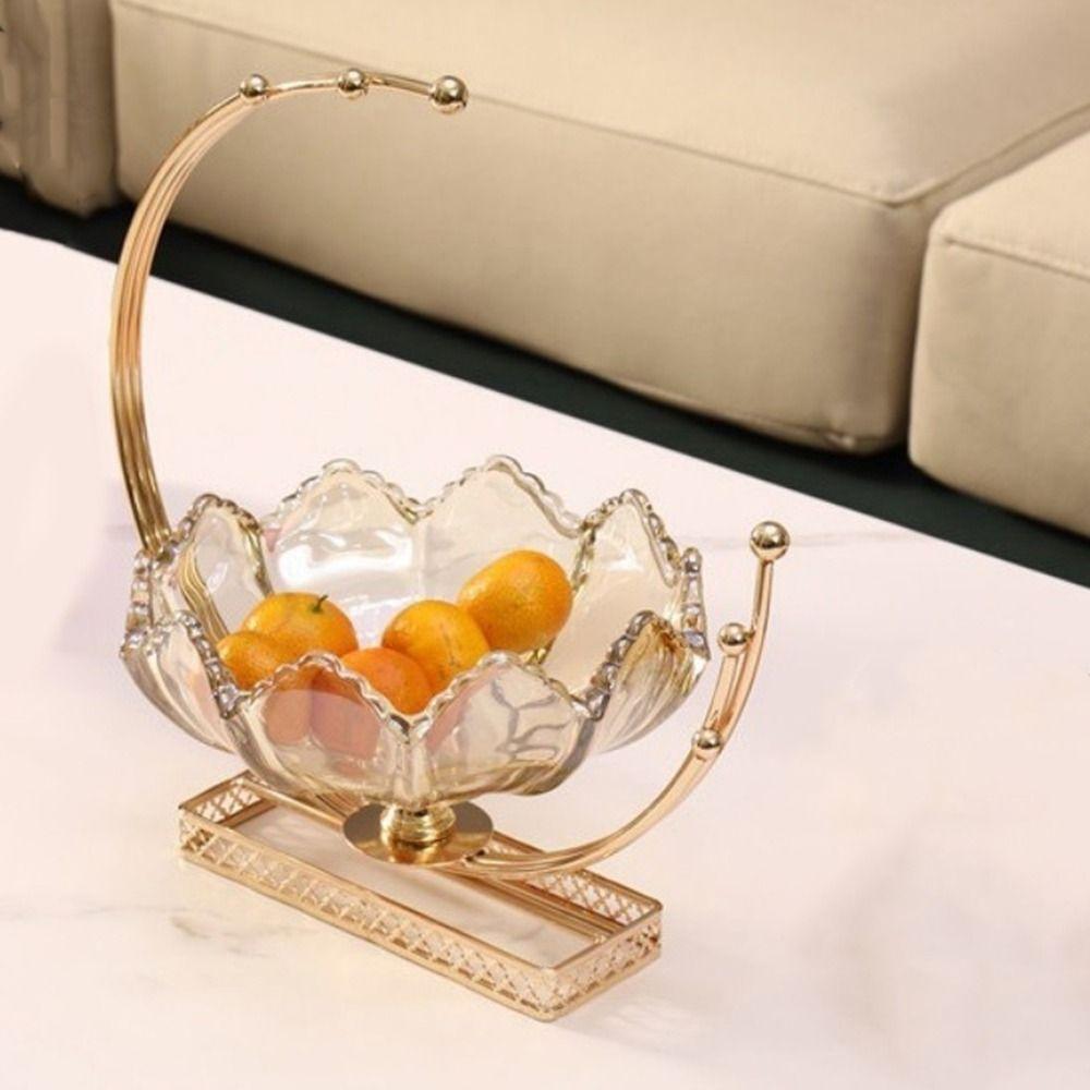 Large Capacity Flower Basket Shape Fruit Plates Glass Dried Fruit Plate  Centerpiece Decoration